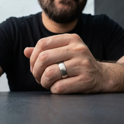 matt silver titanium ring for men online in Pakistan