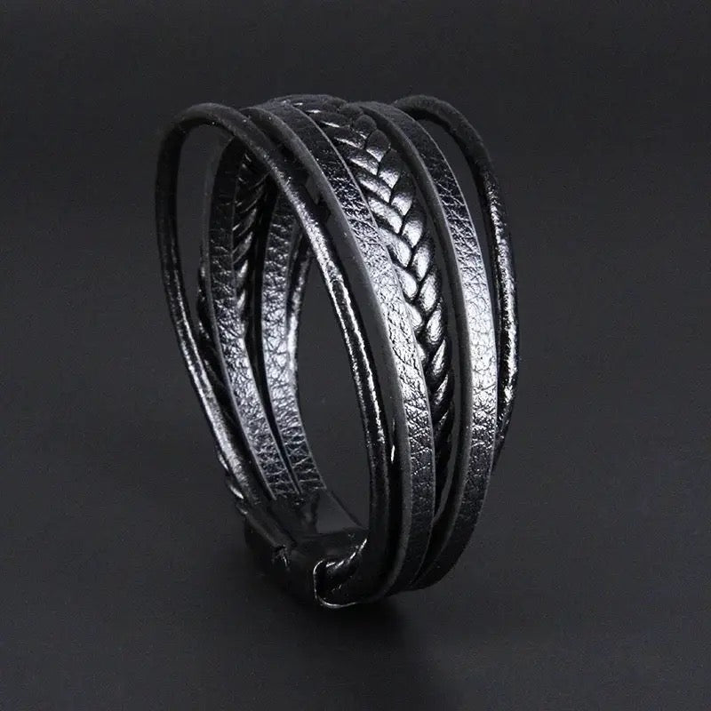 black leather bracelet for men online in pakistan