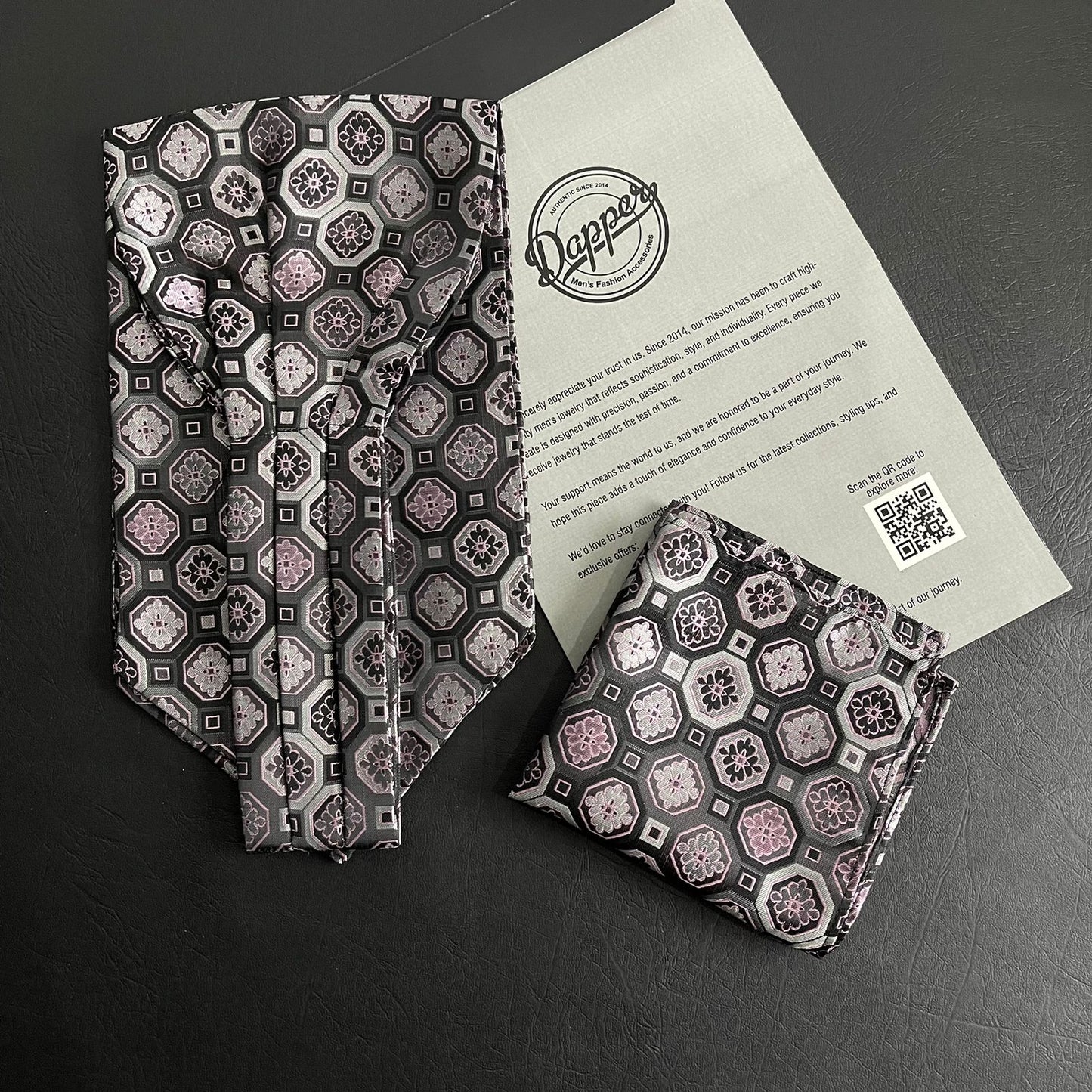 pink ascot tie, cravat tie and pocket square for men online In Pakistan