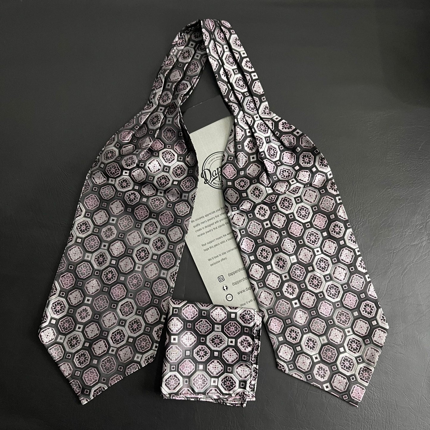 pink ascot tie, cravat tie and pocket square for men online In Pakistan