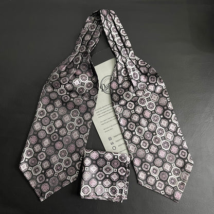 pink ascot tie, cravat tie and pocket square for men online In Pakistan