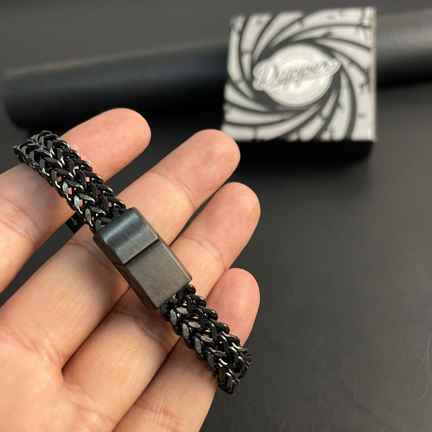 premium Stainless Steel  black foxtail bracelet for men online in Pakistan