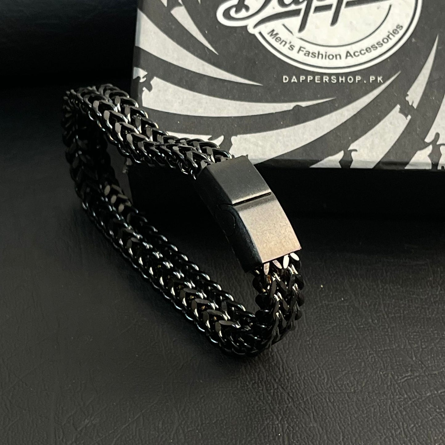 premium Stainless Steel  black foxtail bracelet for men online in Pakistan