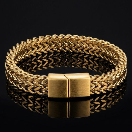 premium Stainless Steel  golden foxtail bracelet for men online in Pakistan