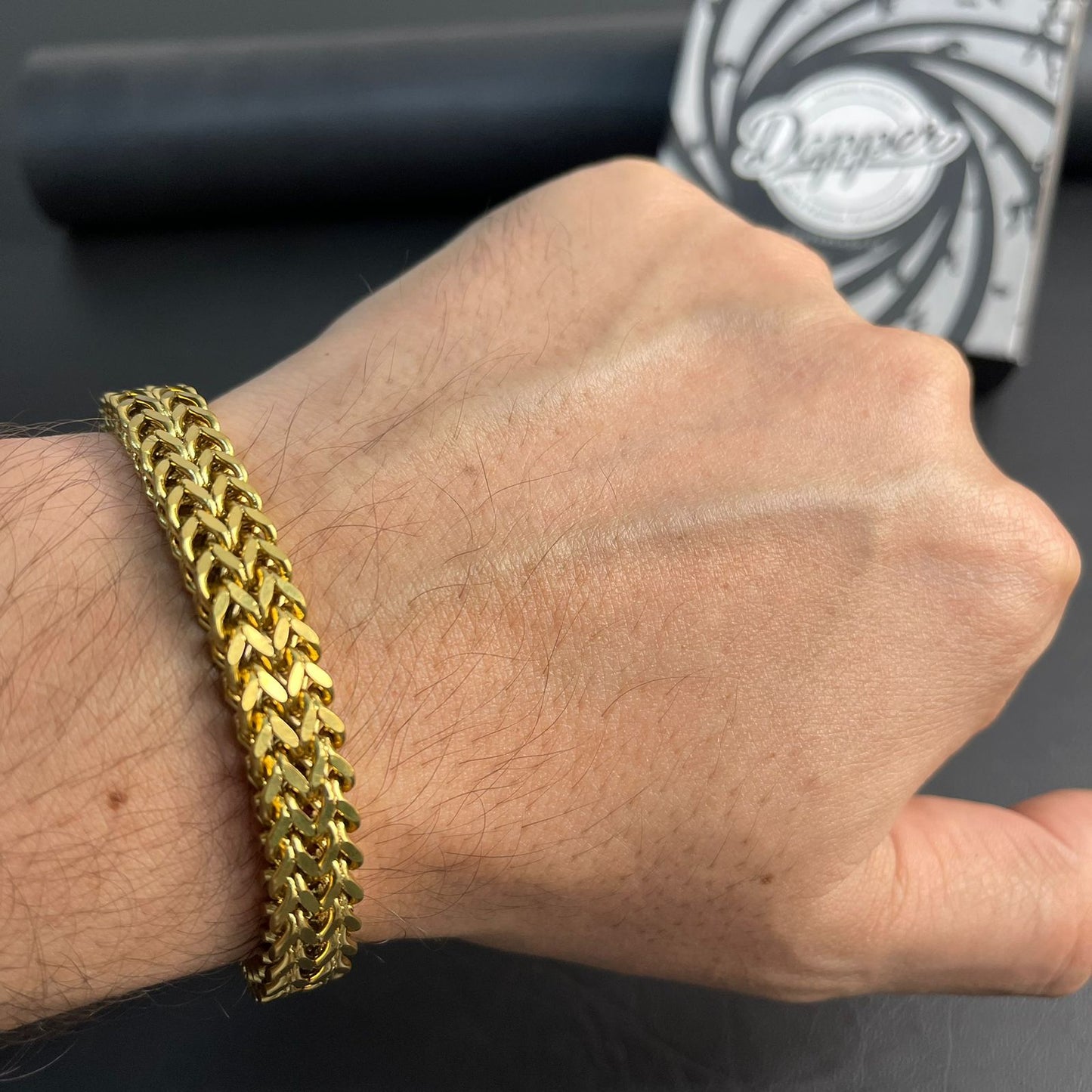 premium Stainless Steel  golden foxtail bracelet for men online in Pakistan