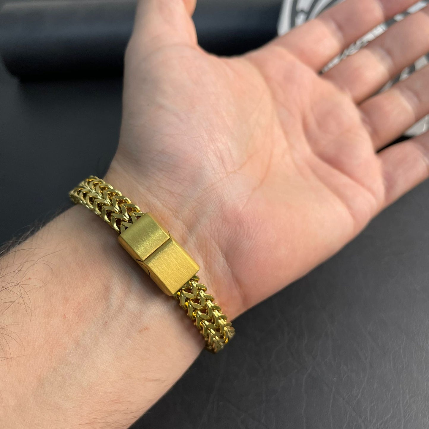 premium Stainless Steel  golden foxtail bracelet for men online in Pakistan