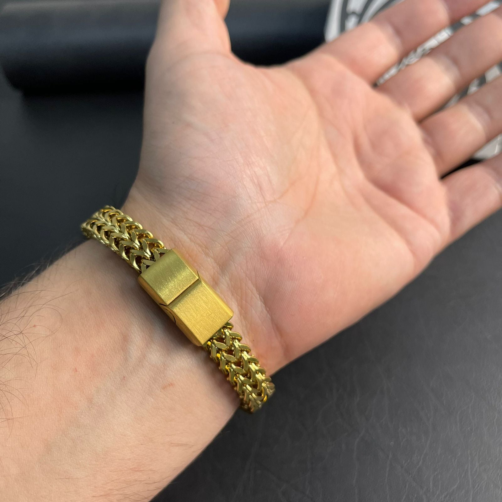 premium Stainless Steel  golden foxtail bracelet for men online in Pakistan