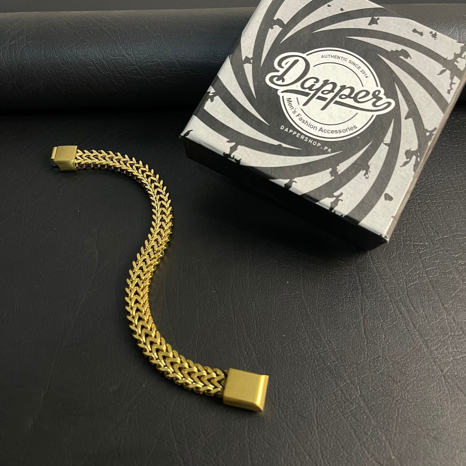 premium Stainless Steel  golden foxtail bracelet for men online in Pakistan