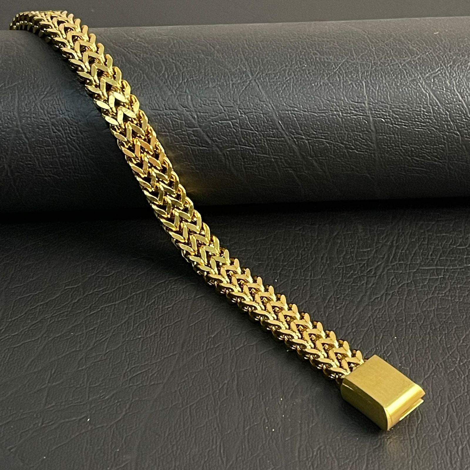 premium Stainless Steel  golden foxtail bracelet for men online in Pakistan