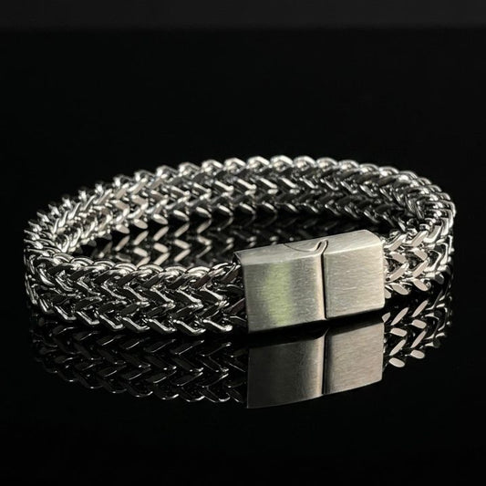 premium Stainless Steel  silver foxtail bracelet for men online in Pakistan