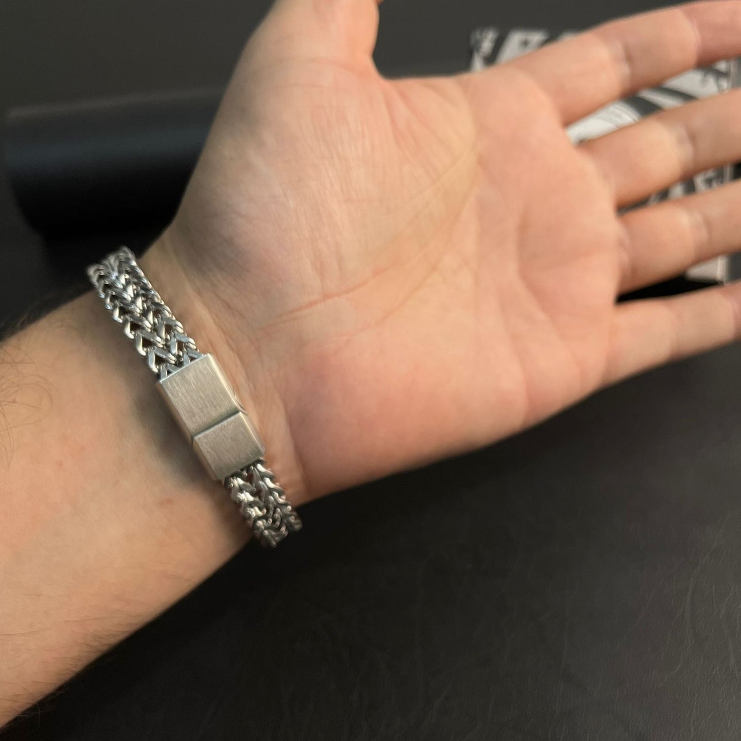 premium Stainless Steel  silver foxtail bracelet for men online in Pakistan