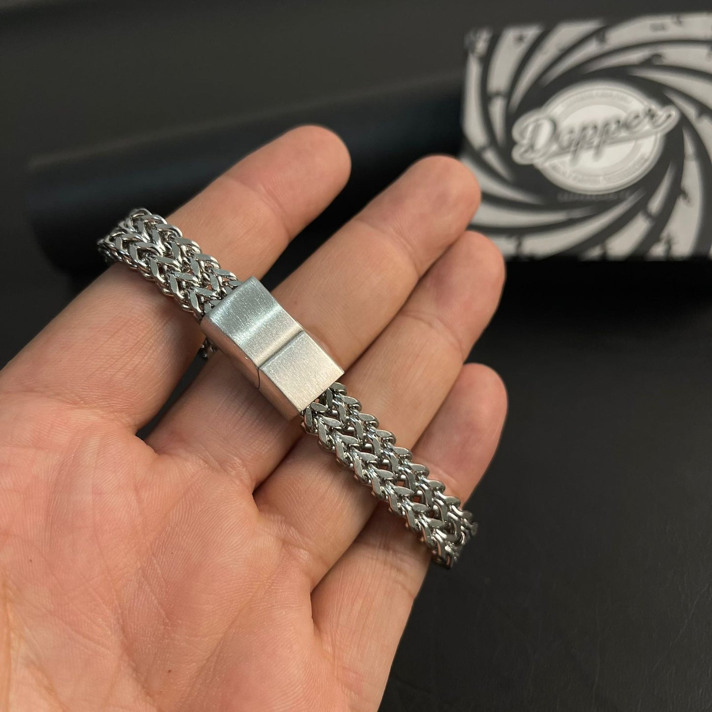 premium Stainless Steel  silver foxtail bracelet for men online in Pakistan