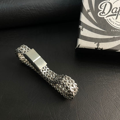 premium Stainless Steel  silver foxtail bracelet for men online in Pakistan