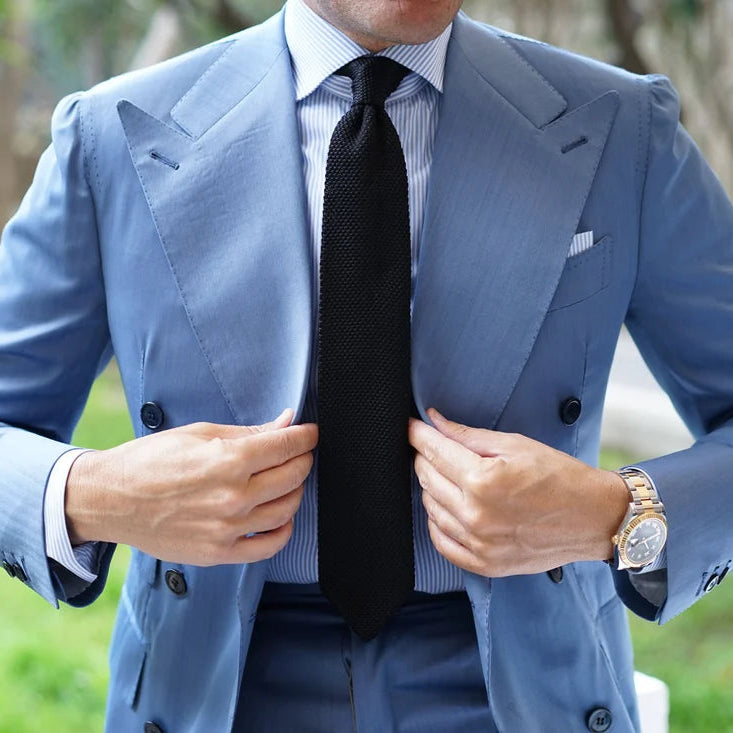 premium black knitted tie for men in Pakistan