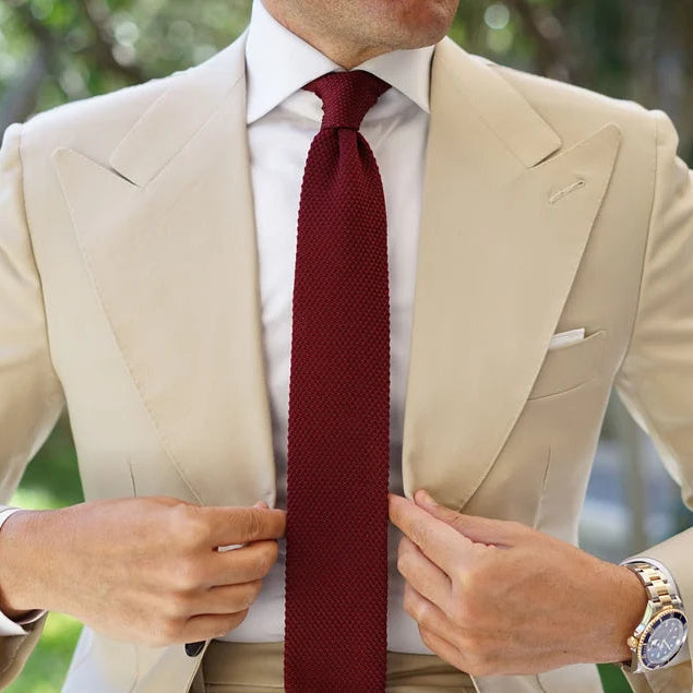premium maroon burgundy knitted tie for men in Pakistan