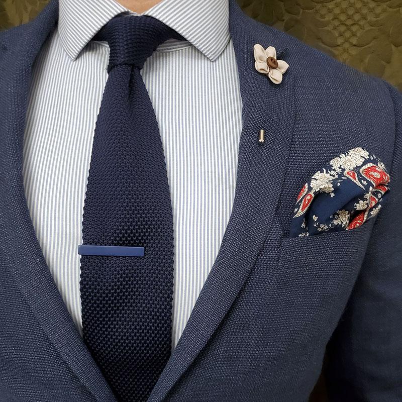premium navy blue knitted tie for men in Pakistan