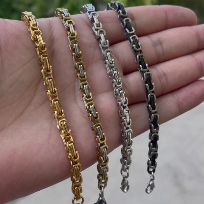 Stainless Steel Byzantine Bracelet For Men