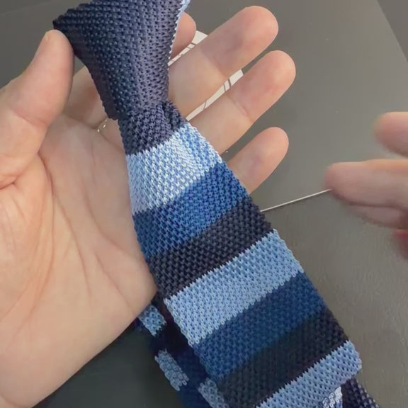 blue stripe knitted tie for men online in Pakistan