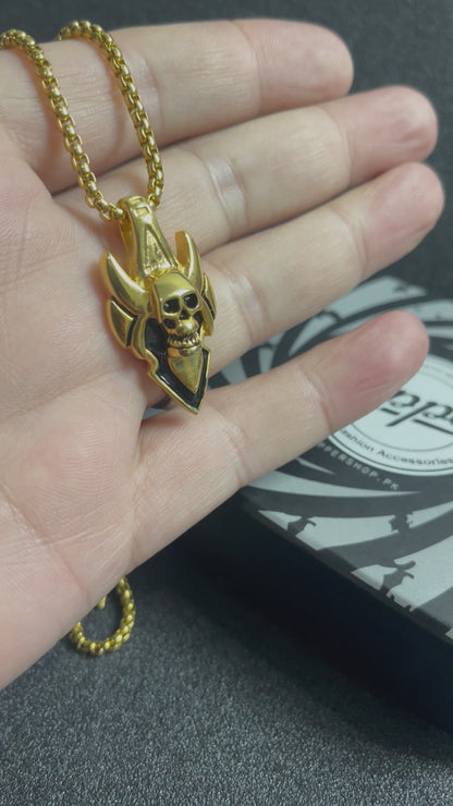 golden skull pendant necklace for men online in pakistan