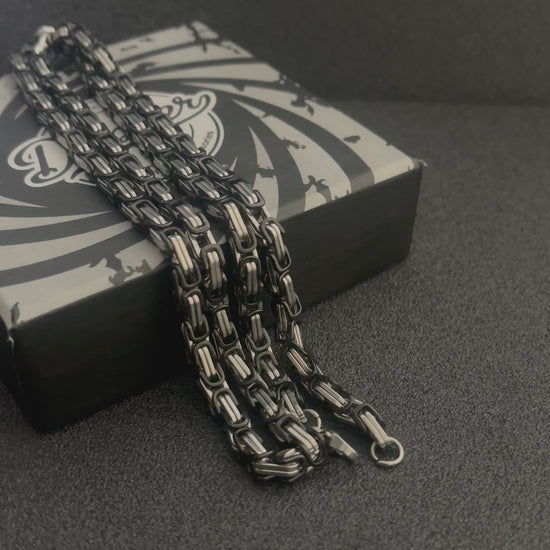 5mm Black silver byzantine link neck chains for men online in Pakistan