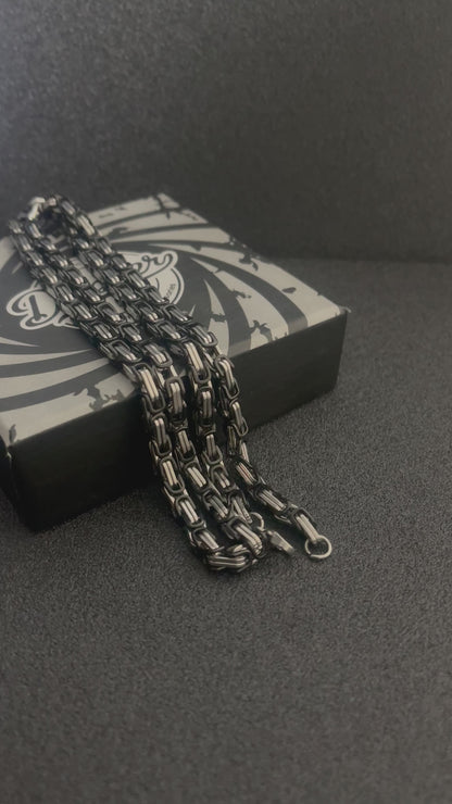 5mm Black silver byzantine link neck chains for men online in Pakistan