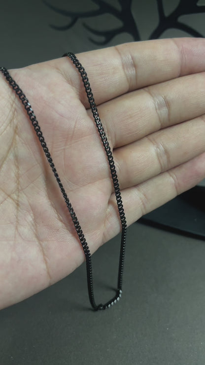 1.5mm Thin & Short Black Curb Neck Chain For Men