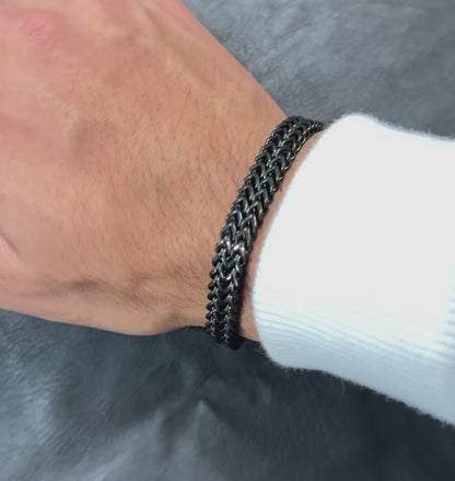 8mm Black Foxtail Chain Bracelet for Men