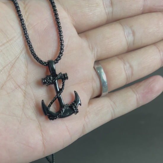 black anchor pendant necklace for men in Pakistan