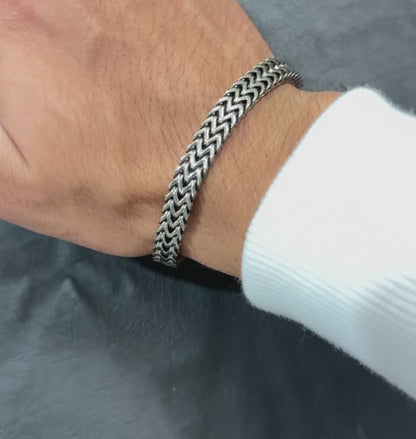 8mm silver stainless steel foxtail bracelet for men in Pakistan