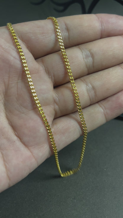 1.5mm Thin & Short Golden Curb Neck Chain For Men