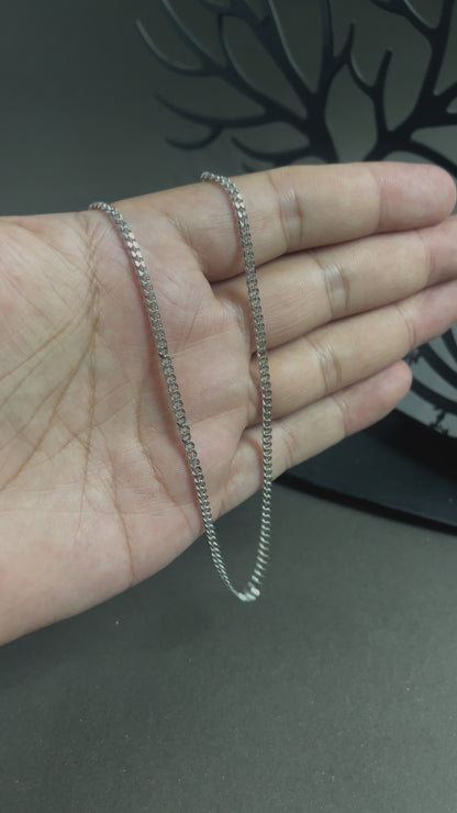 1.5mm Thin & Short Silver Curb Neck Chain For Men