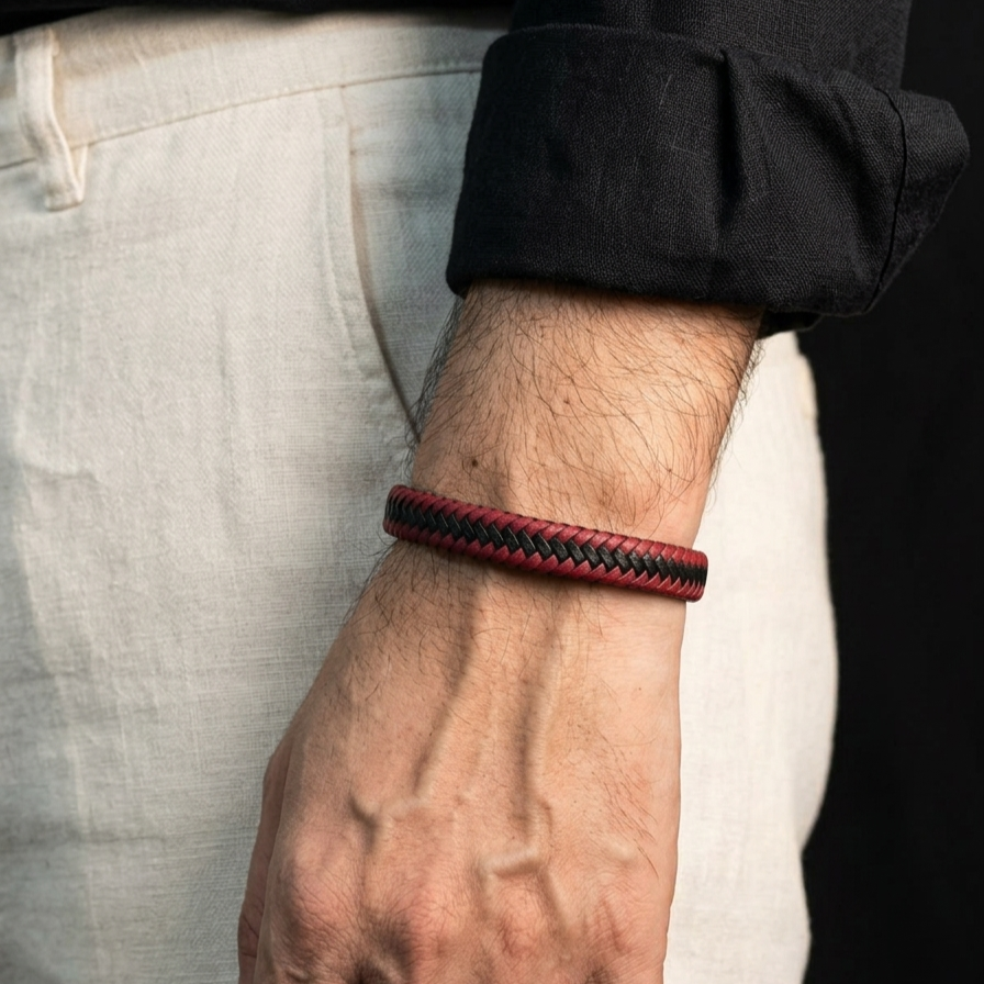 Smooth Wrap Red Leather Bracelet