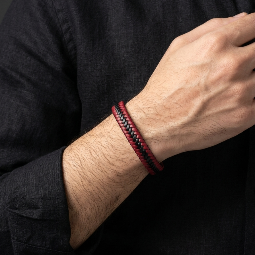 Smooth Wrap Red Leather Bracelet