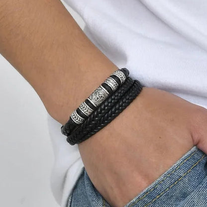 black leather bracelet for men online in pakistan