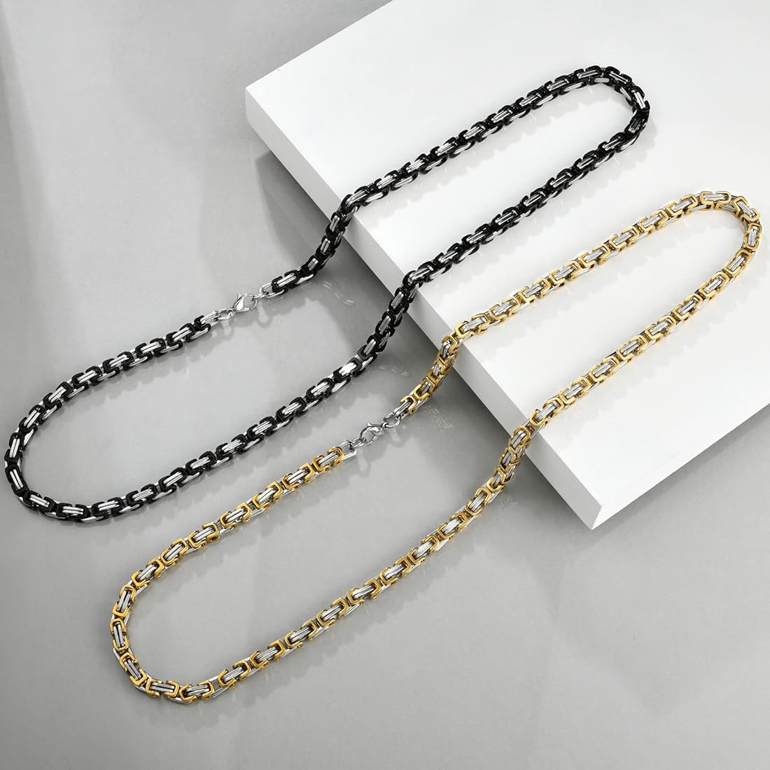 5mm golden silver byzantine link neck chains for men online in Pakistan