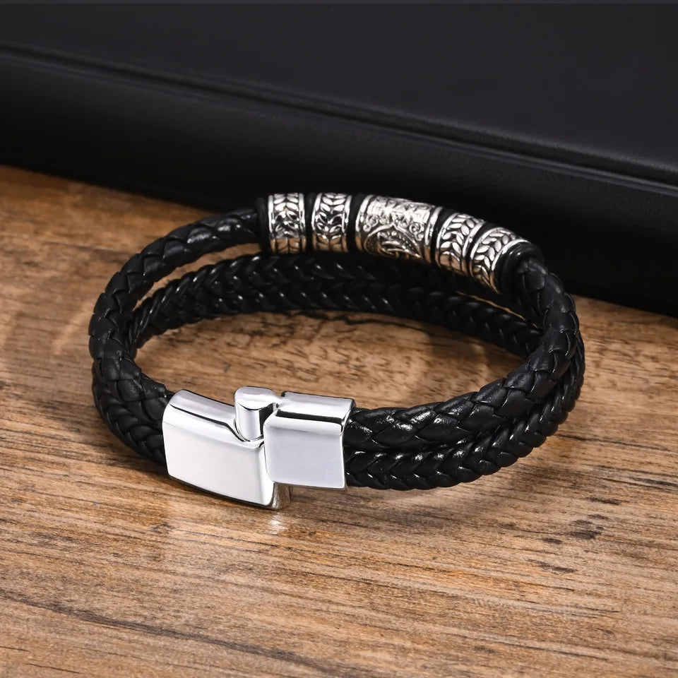 black leather bracelet for men in pakistan