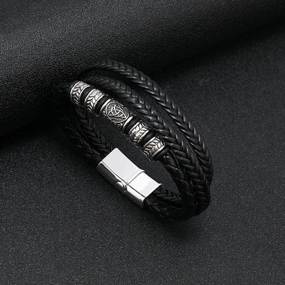 pure black leather bracelet for men in pakistan