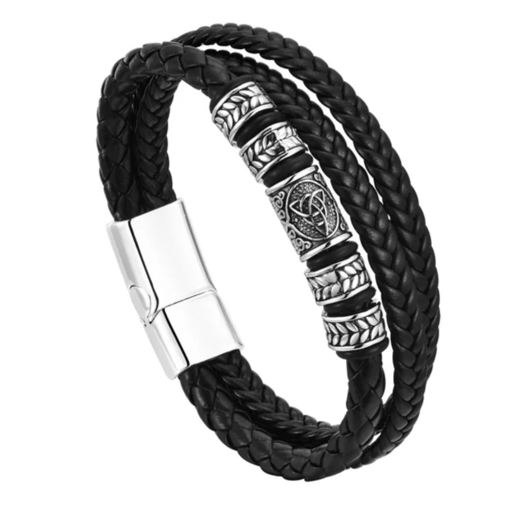 black crown leather bracelet for men online in pakistan