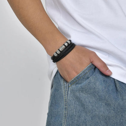 black leather bracelet for men online in pakistan