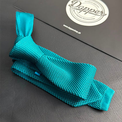 sea green, dark teal, turquoise knitted tie for men online in Pakistan