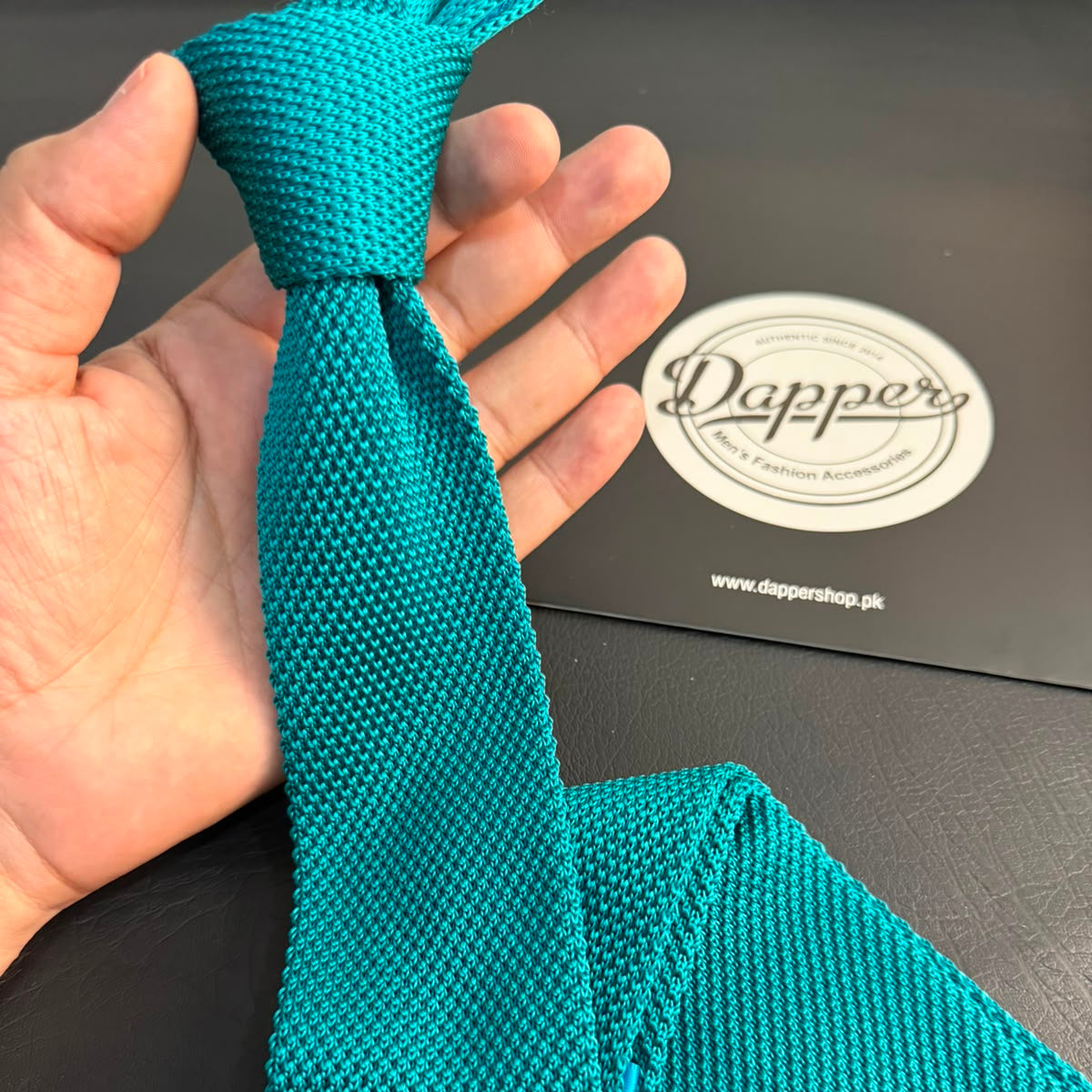 sea green, dark teal, turquoise knitted tie for men online in Pakistan
