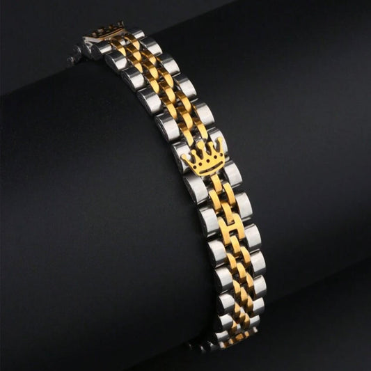 silver and golden rolex crown jubilee bracelet for men online in Pakistan
