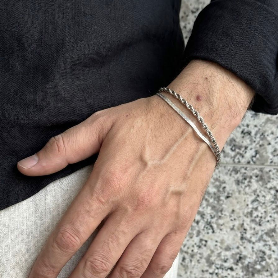 silver double layered bracelet for men in Pakistan