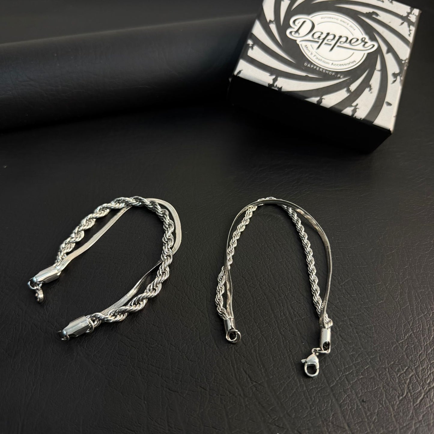 silver double layered bracelet for men in Pakistan