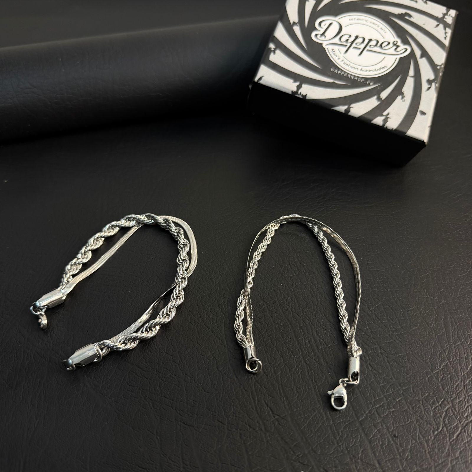 silver double layered bracelet for men in Pakistan