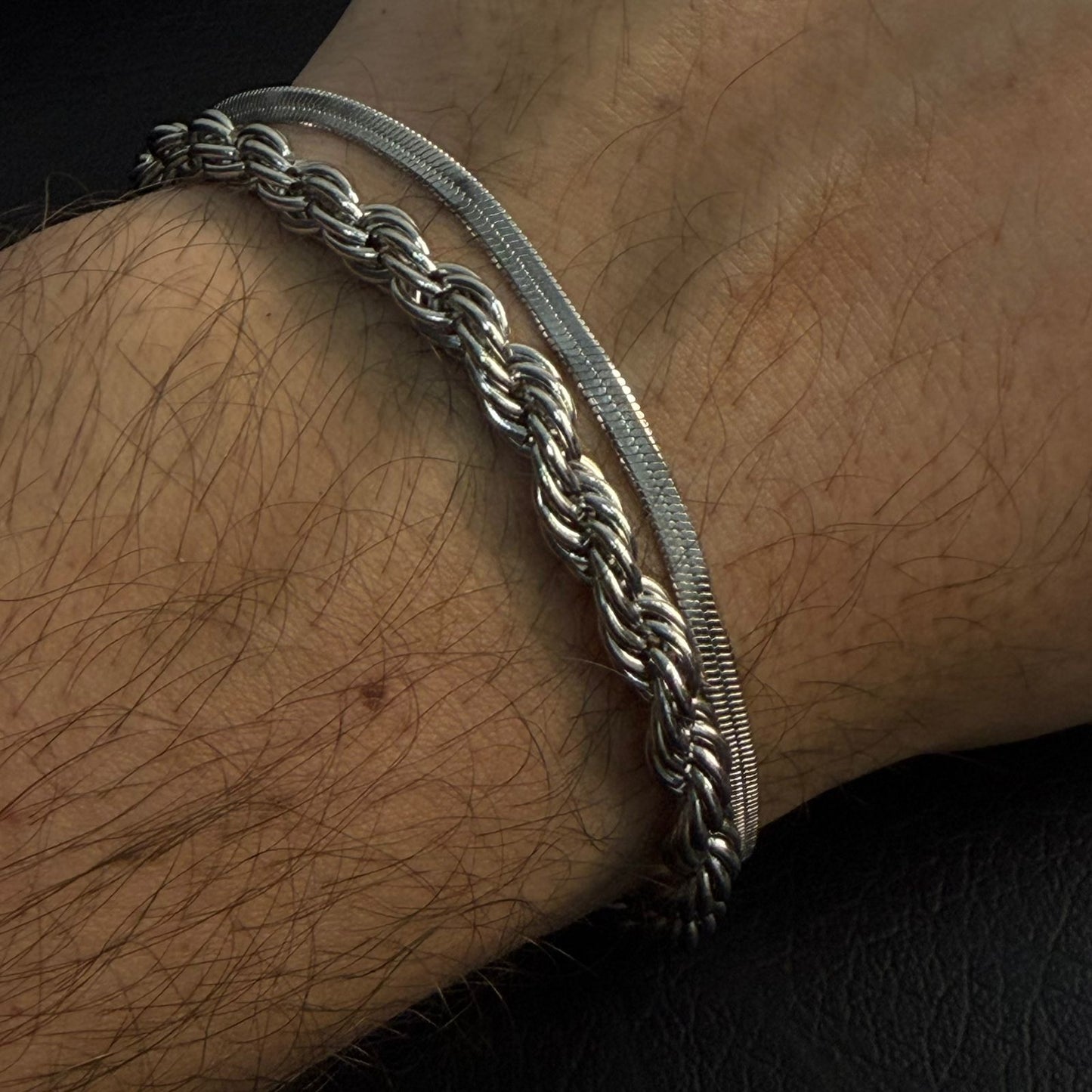 silver double layered bracelet for men in Pakistan