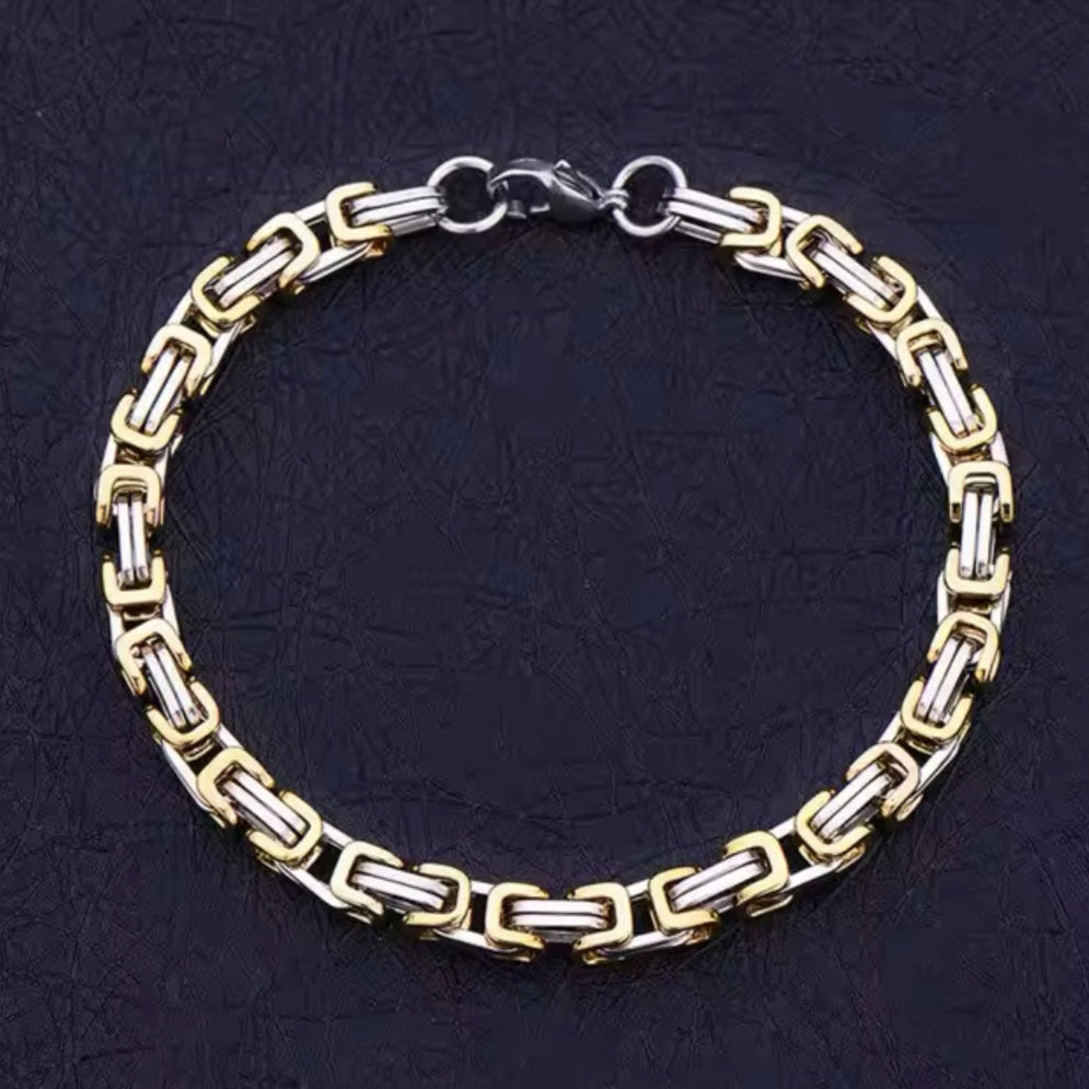 silver golden stainless steel chain bracelet for men online in Pakistan