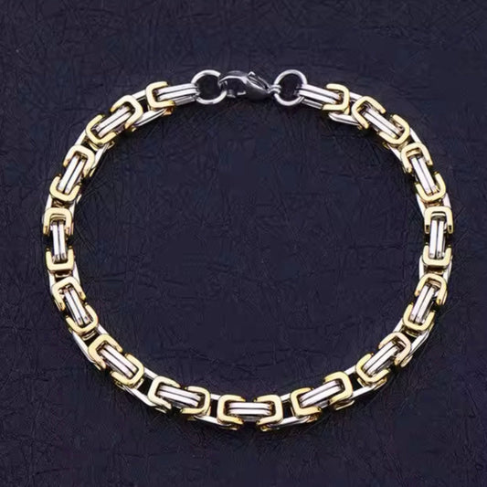 silver golden stainless steel chain bracelet for men online in Pakistan