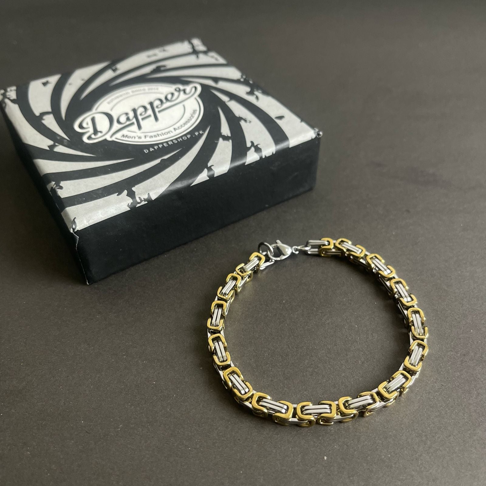 silver golden stainless steel chain bracelet for men online in Pakistan