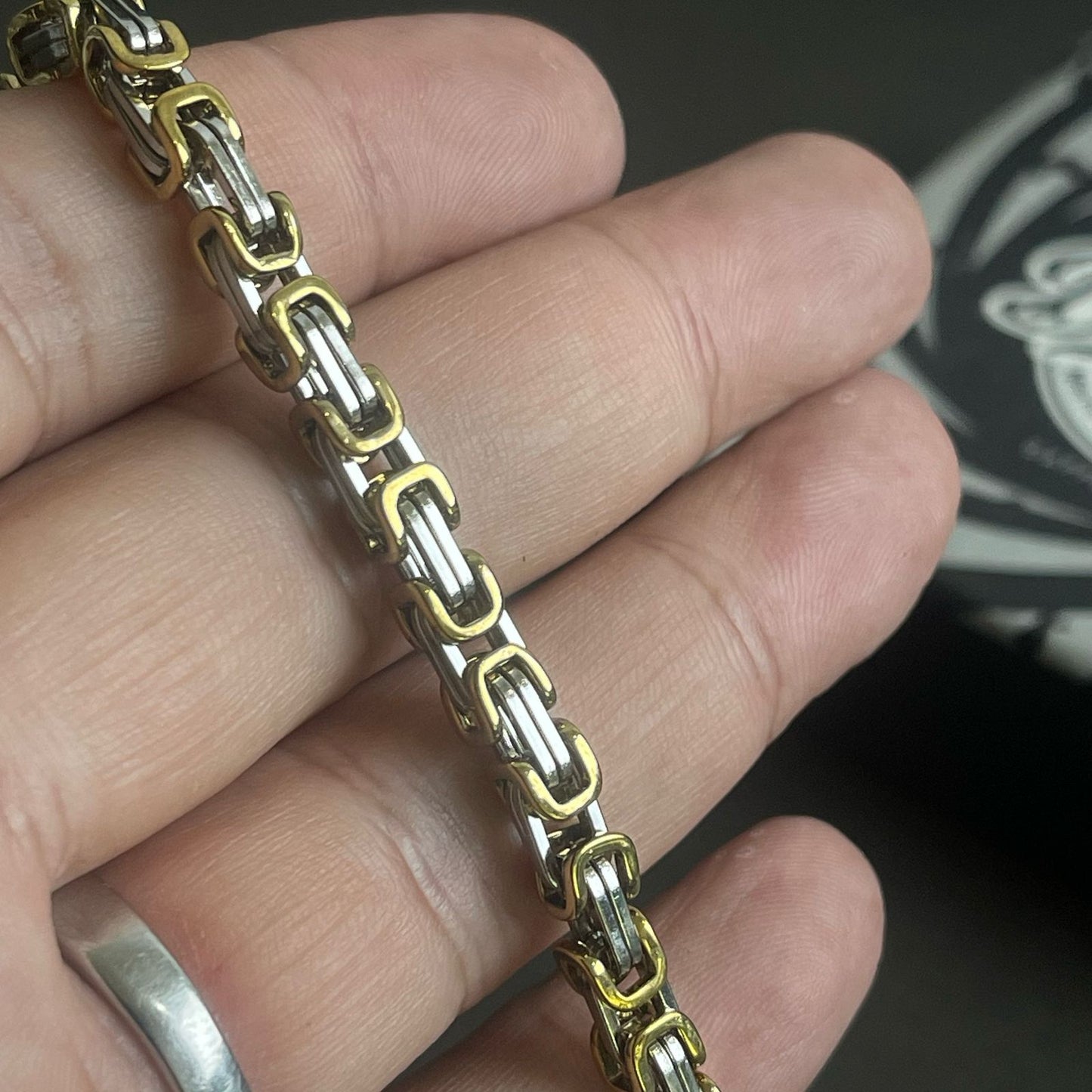 silver golden stainless steel chain bracelet for men online in Pakistan